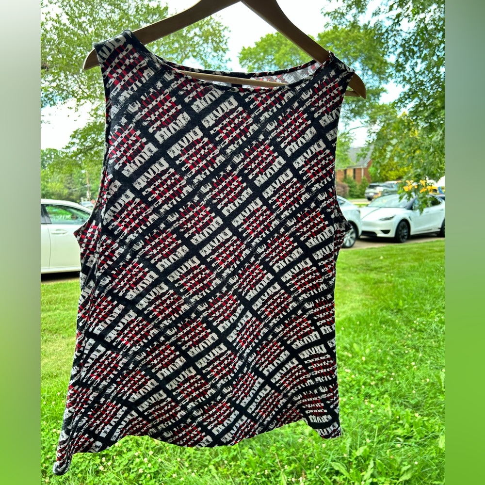 J. Jill Wearever layering tank red/black pattern size L